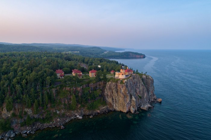 Split Rock Lighthouse in summer. Lake Superior
