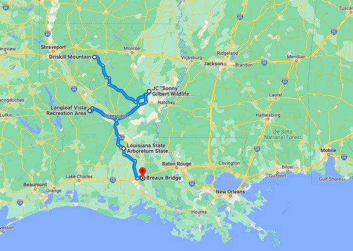 MAD Maps - USRT130 - Scenic Road Trips Map of Louisiana and