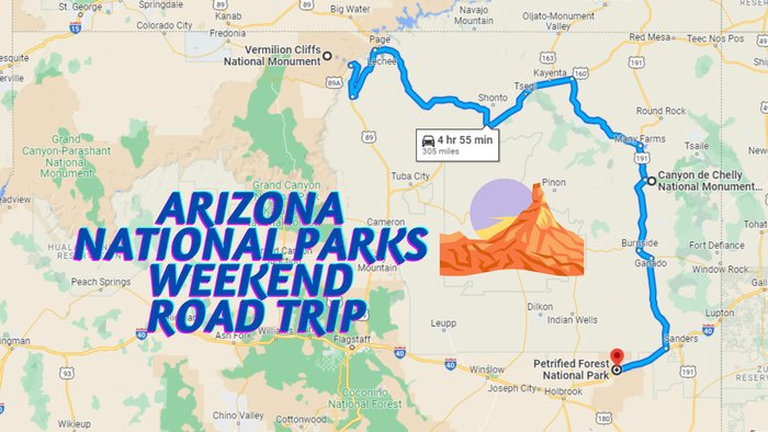 road trip map arizona