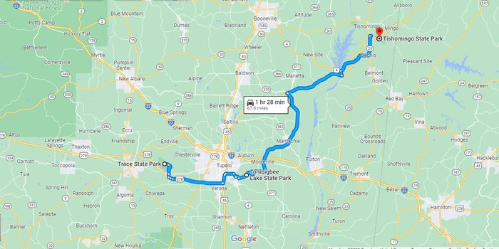 Follow The Natchez Trace Parkway To 3 Mississippi State Parks   Map 4 