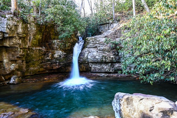 looking along the steps of the waterfall - inside the Loui…