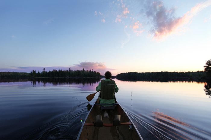 The sun sets on a perfect September day of paddling and fishing in the Boundary Waters Canoe Area.