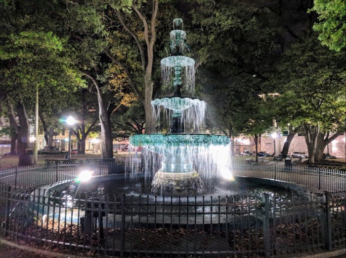 Bienville Square fountain, a site on a ghost tour in Mobile, Alabama