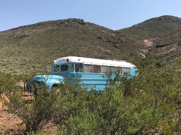 This Seemingly Abandoned Retro Schoolbus In The West Texas Desert Is Actually An Airbnb
