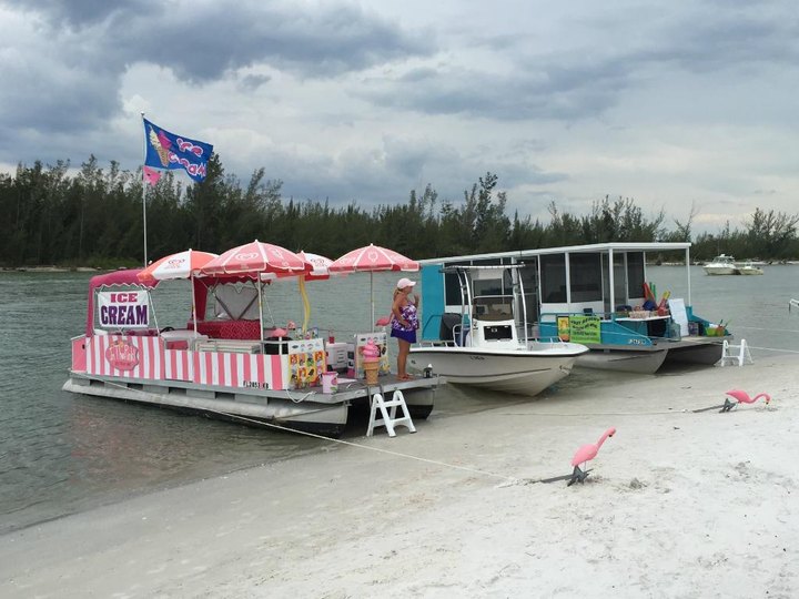 The Only Island In Florida With An Ice Cream Boat & Taco Boat Docked Every Day