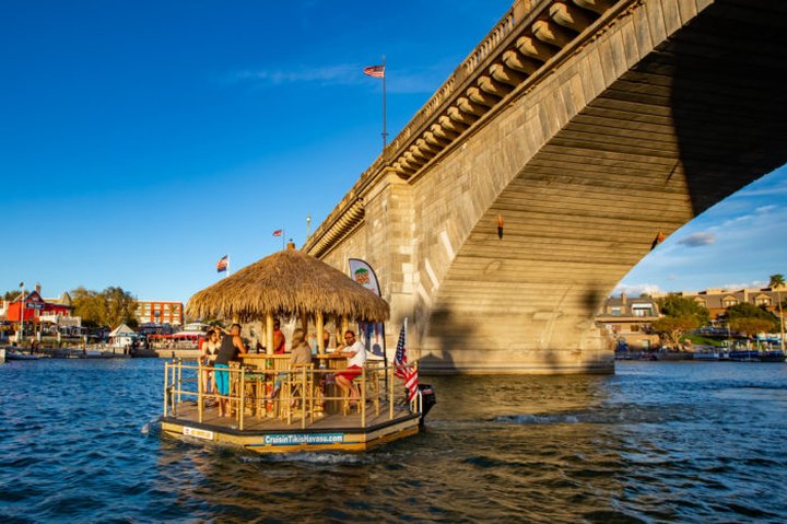 You Can Cruise Around Lake Havasu On This Floating Tiki Bar In Arizona
