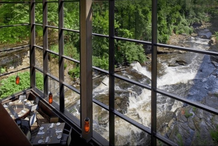 Dine Directly Over A River At This Greater Cleveland Restaurant With Floor-To-Ceiling Windows