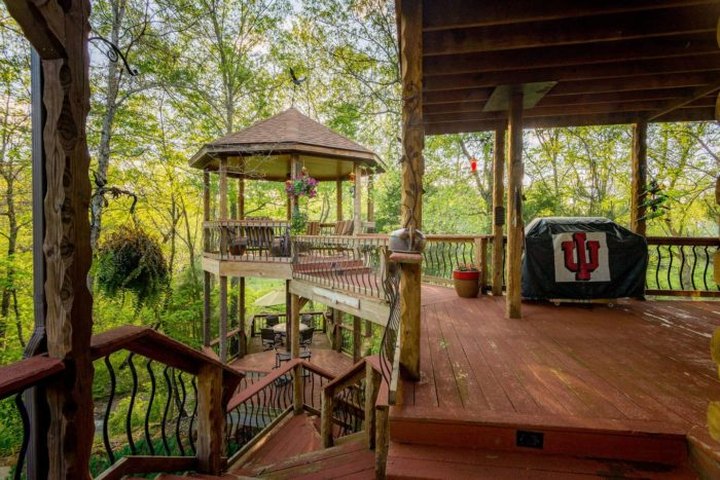 The Double Decker Gazebo At Indiana's Luxurious Woodland Resort, Stone Creek Cabin Retreat, Is One-Of-A-Kind