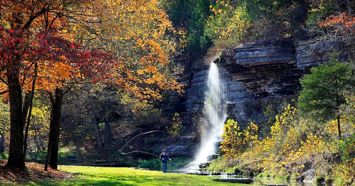The Dogwood Canyon Waterfalls In Missouri Will Soon Be Surrounded By Beautiful Fall Colors