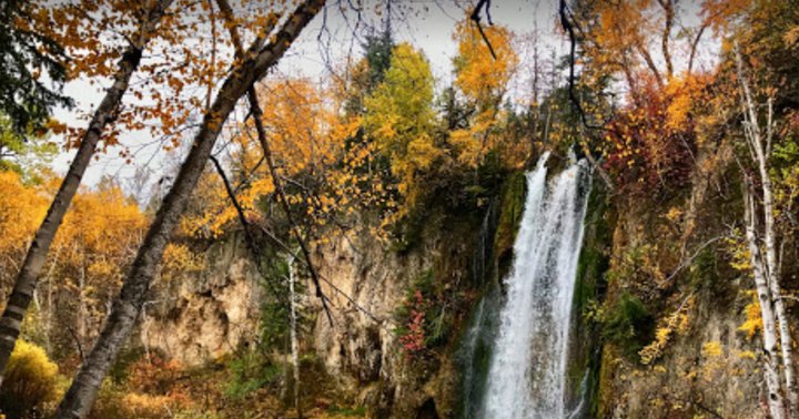 Spearfish Falls In South Dakota Is Surrounded By Beautiful Fall Colors