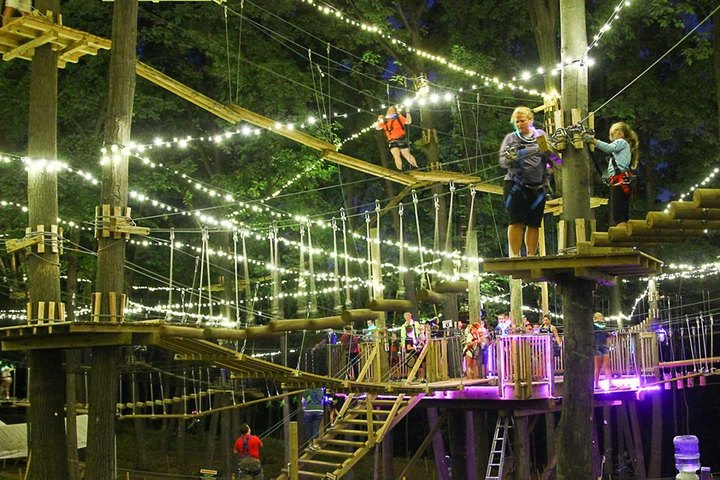 Climb Among Colorful Lights During Glow In The Park At The Adventure Park In Connecticut