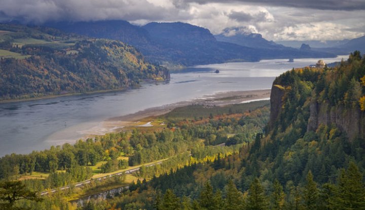 The Mighty Columbia River Travels Through Oregon 300 Miles To The Sea