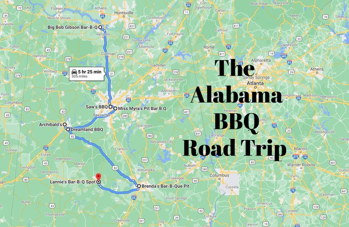 This Road Trip Will Take You To 7 Of Alabama's Best BBQ Restaurants