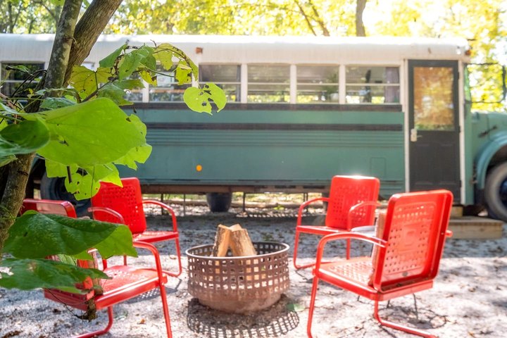 Stay Overnight in a Retro School Bus For An Experience You Will Never Forget in Arkansas