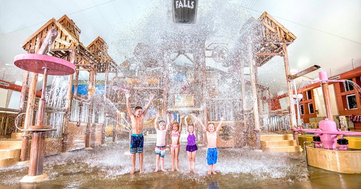 Stand Under A 600-Gallon Tipping Bucket At Jolly Mon Indoor Water Park In Missouri, A Perfect Winter Retreat