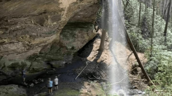Hike Into The Forest To Walk Behind The Very Tall Picklesimer Rock House Falls In North Carolina