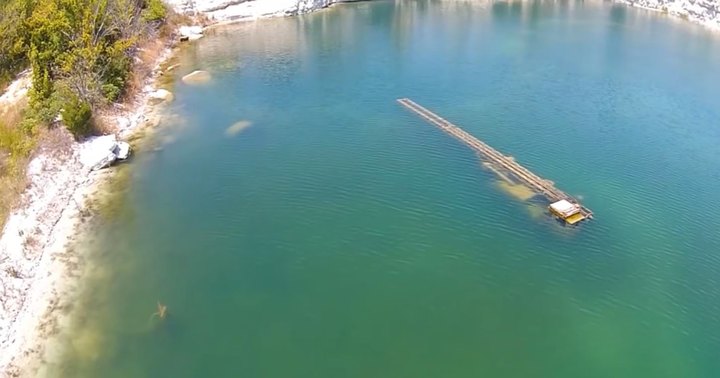 This Drone Photographer Took Flight Over An Abandoned Quarry In Texas And Found A Submerged Surprise