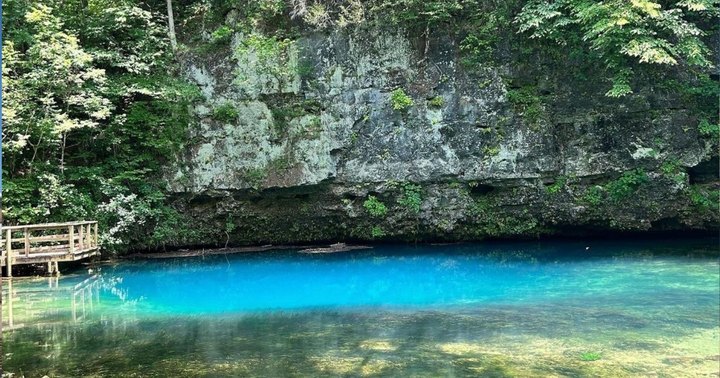 The Water Is A Brilliant Blue At Blue Spring, A Refreshing Roadside Stop In Missouri