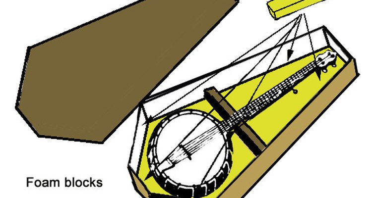 Foam blocks secure the banjo in place.