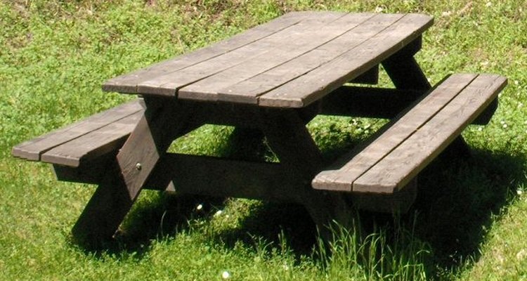 Wooden picnic table