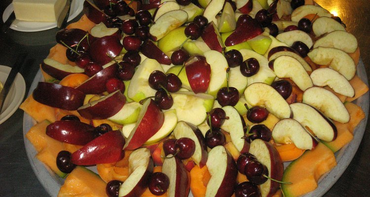 Cantaloupe, apples and cherries.