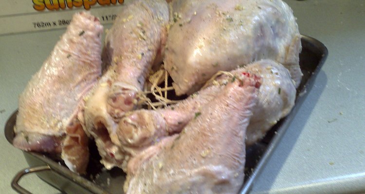 Unstuffed turkey ready for the oven
