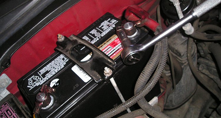 Disconnecting a car battery.