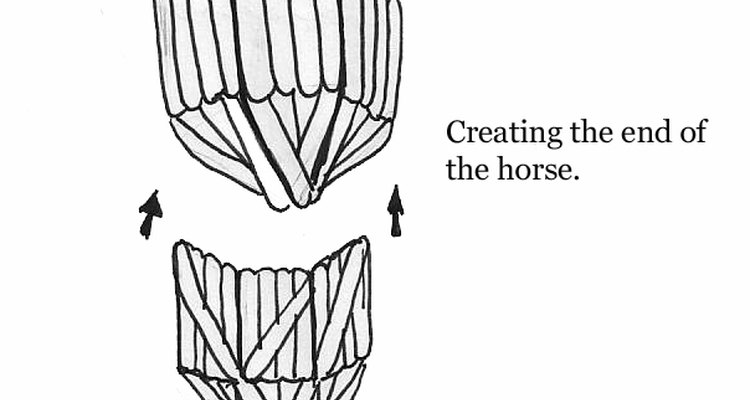 Creating the end of the horse.