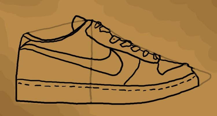An almost complete drawing of the shoe.