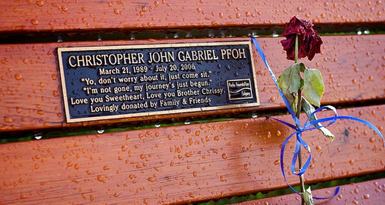 Memorial bench plaque