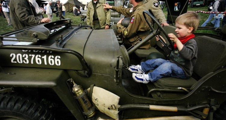 Military jeeps were mass-produced for World War II.