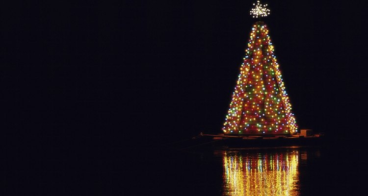Cone Christmas trees look great at night.