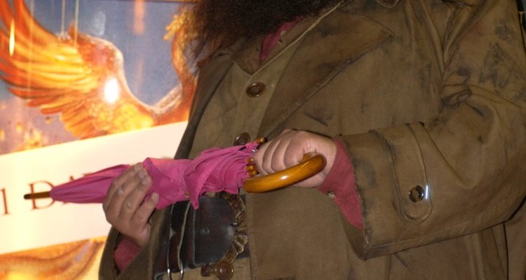 A wild beard and a large overcoat are the basics of a Hagrid costume.