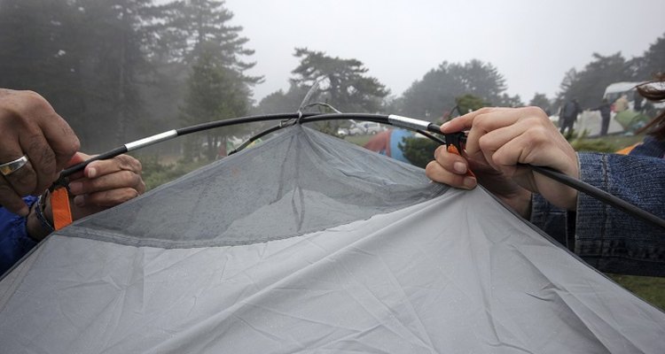 Clean the nylon surface of a tent before storing it.