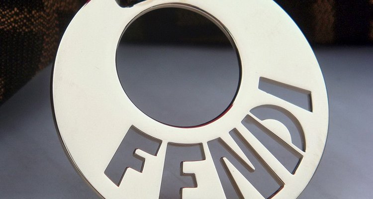 The distinctive Fendi handbag tag.