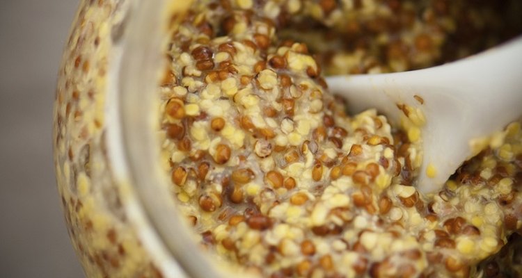 Whole grain mustard contains the seeds of the mustard plant.