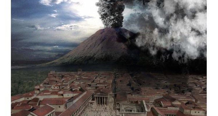 El volcán Vesuvio haciendo erupción.