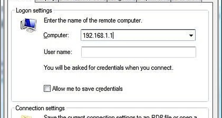 Caixa de diálogo do Remote Desktop Connection