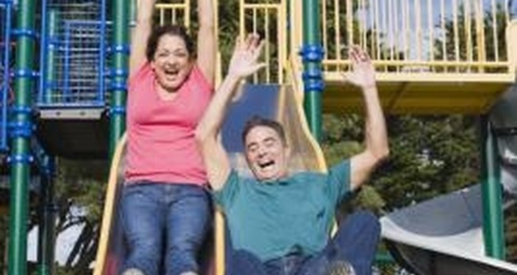 A metal slide can provide hours of fun for children.