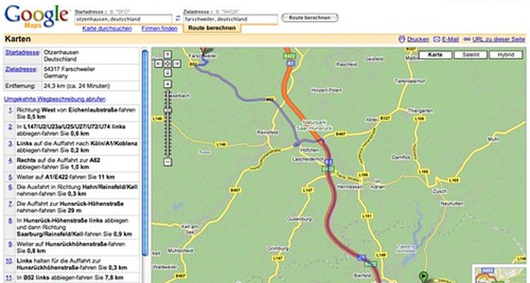 Visão do mapa no Google Maps