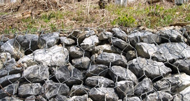Gabion wall.