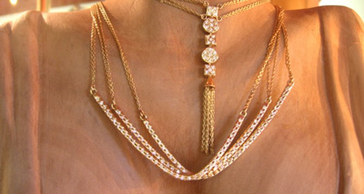 Gold jewellery can discolour from the metals found in some cosmetics.