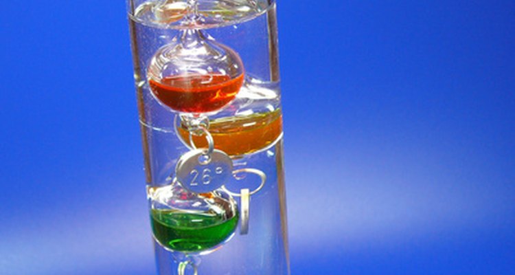 The Galileo thermometer relies on the density of water to tell the temperature.