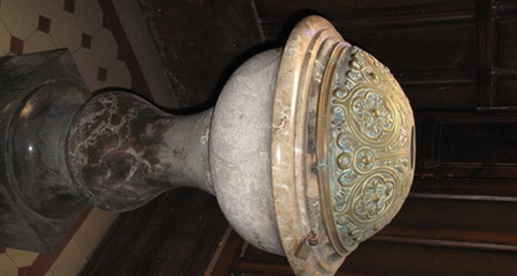 A Catholic baptismal font.
