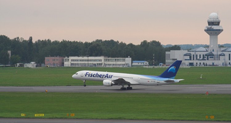 A commercial airliner landing