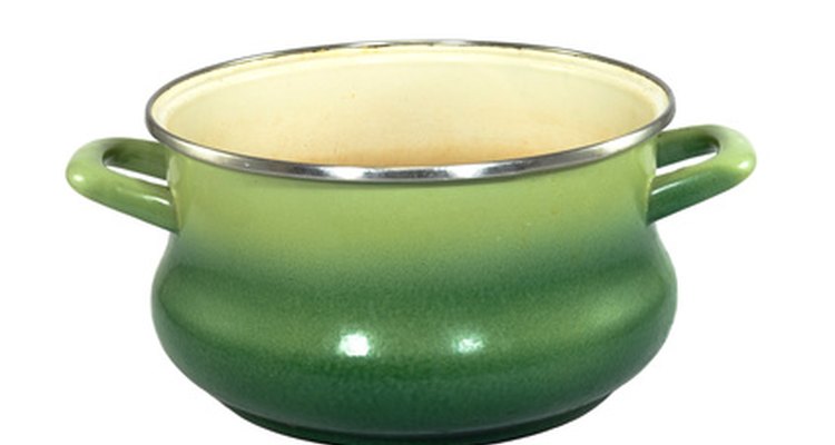 When enamel cookware begins to chip, it is best to retire it to decorating your kitchen and purchase a new one.