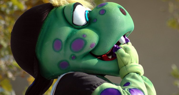Find a picture of the college mascot on campus.