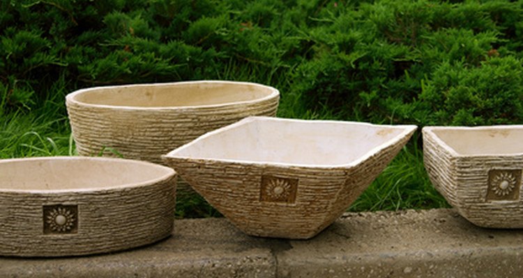 Cement, perlite and peat moss combine to form beautiful flowerpots.