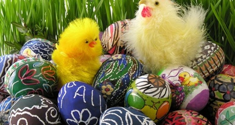 Painted eggs can be simple or very ornate.