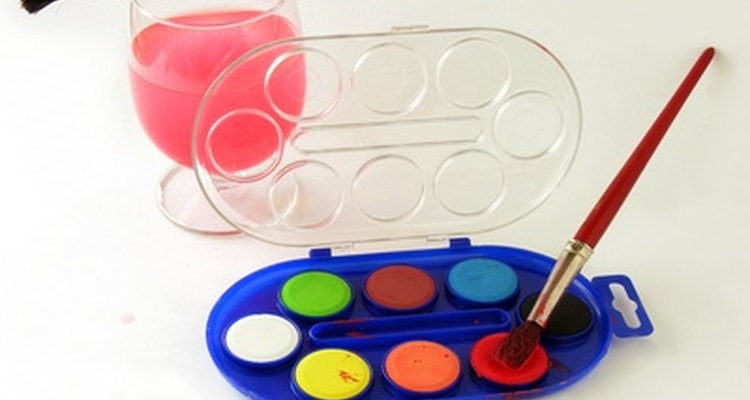 Artist's paints and brushes.